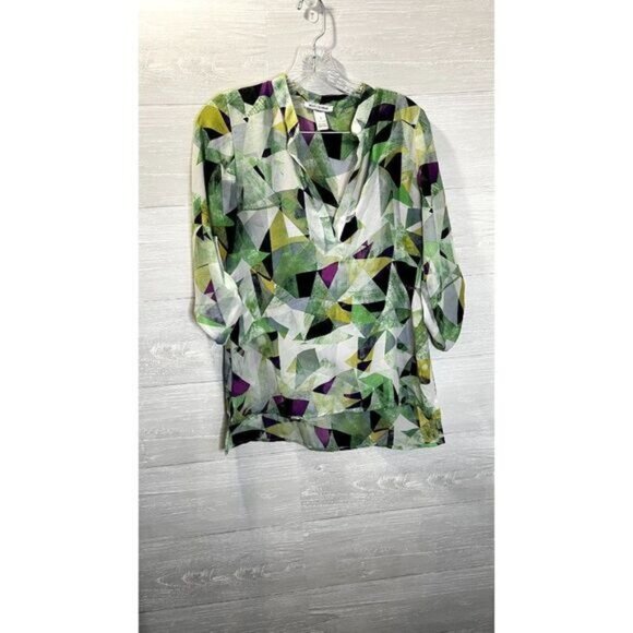 Body Central Women's Roll Tab Sleeve V Neck Pullover Blouse Top‎ - Picture 3 of 7